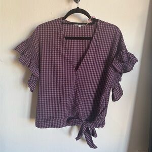 Madewell plaid tie top